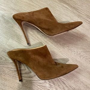 Sergio Rossi 105mm Godiva Brown Suede Mules